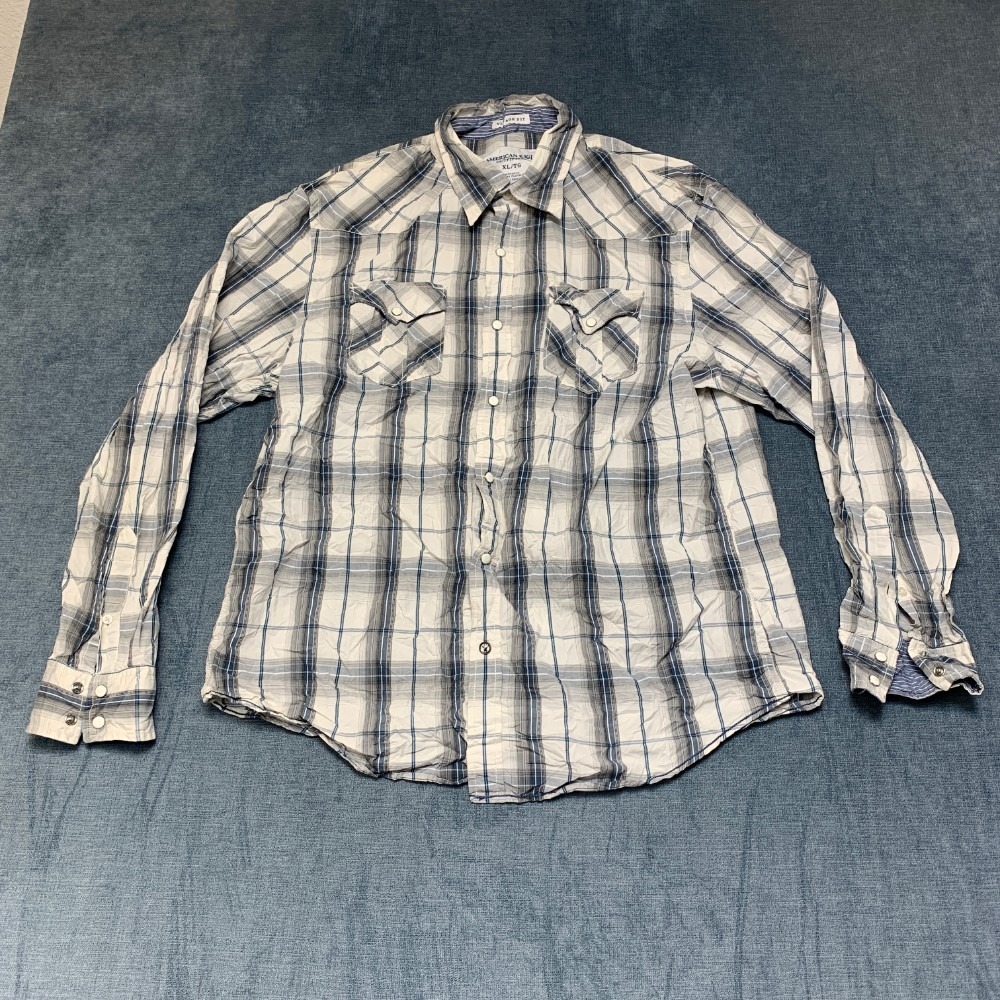 American Eagle Outfitters Western Shirt Mens XL White Plaid Cowboy Vintage Fit